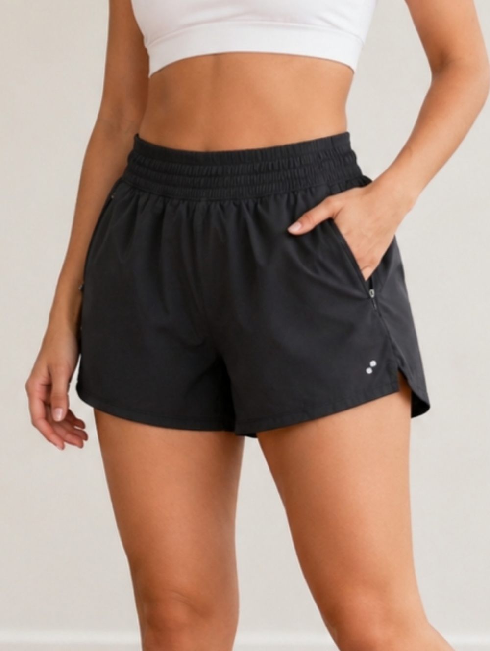 Tek Gear Women's Black Athletic Shorts With Zipper Pockeys , Size M